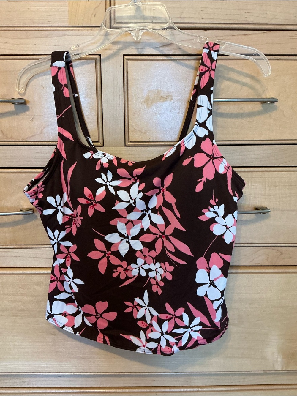 Victoria's Secret L Swim Tankini Camisole Top floral Peach White Brown
